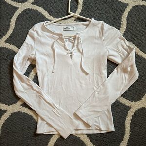 Hollister, medium, white long-sleeve with criss cross front